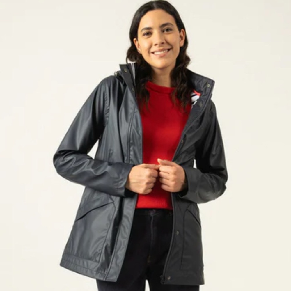 NWOT Saint James Navy ST Morgane Waterproof Raincoat with Hood Size 6